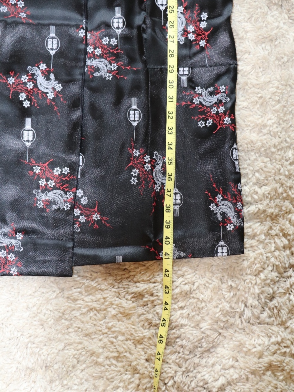 THAI SILK Reversible DRAGON EMBROIDERED Tie Belt/Pocket JAPANESE Kimono Sz L - Picture 5 of 12
